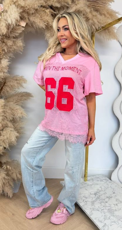 66 V LACE SHIRT 988 PINK