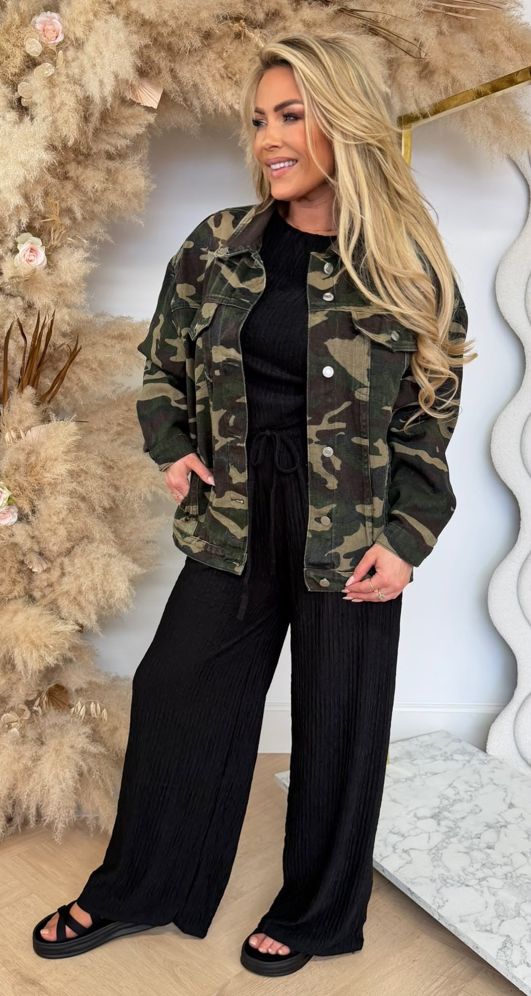 CAMO DENIM JACKET JE603 ARMYGREEN