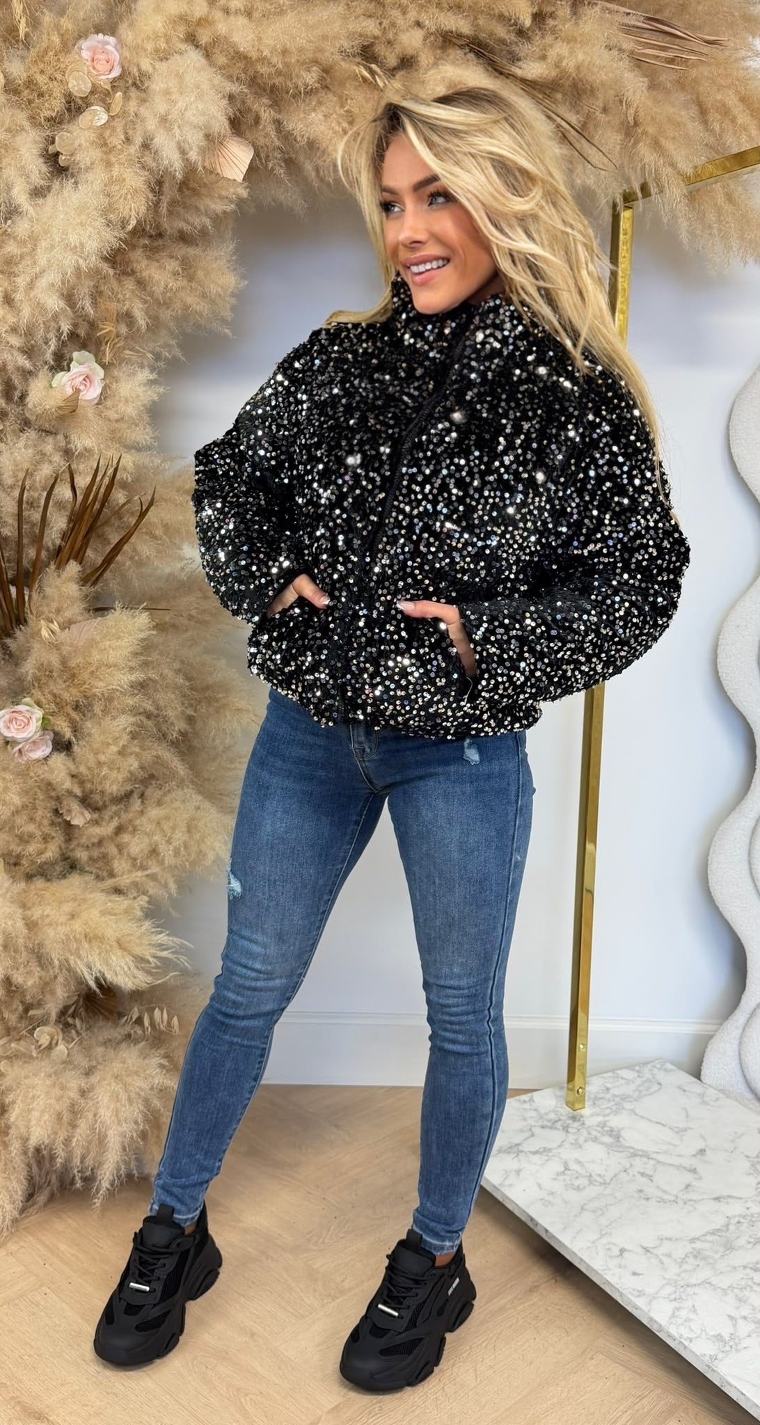 SEQUIN JACKET 2018 GREY/SILVER