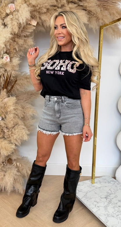 SOHO LEOPARD TEE 298 BLACK