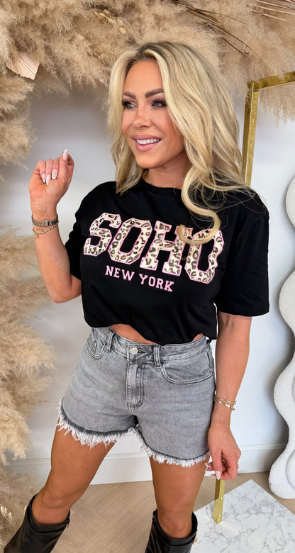 SOHO LEOPARD TEE 298 BLACK
