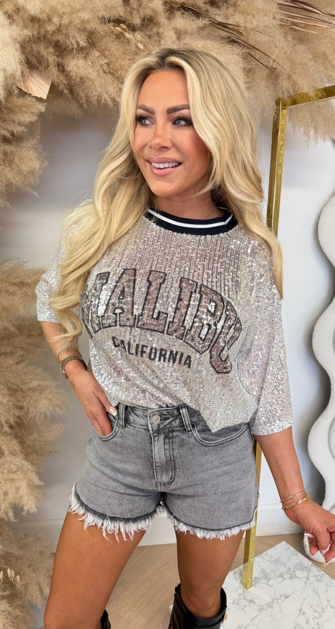 GLITTER MALIBU CALIFORNIA SHIRT BLACK