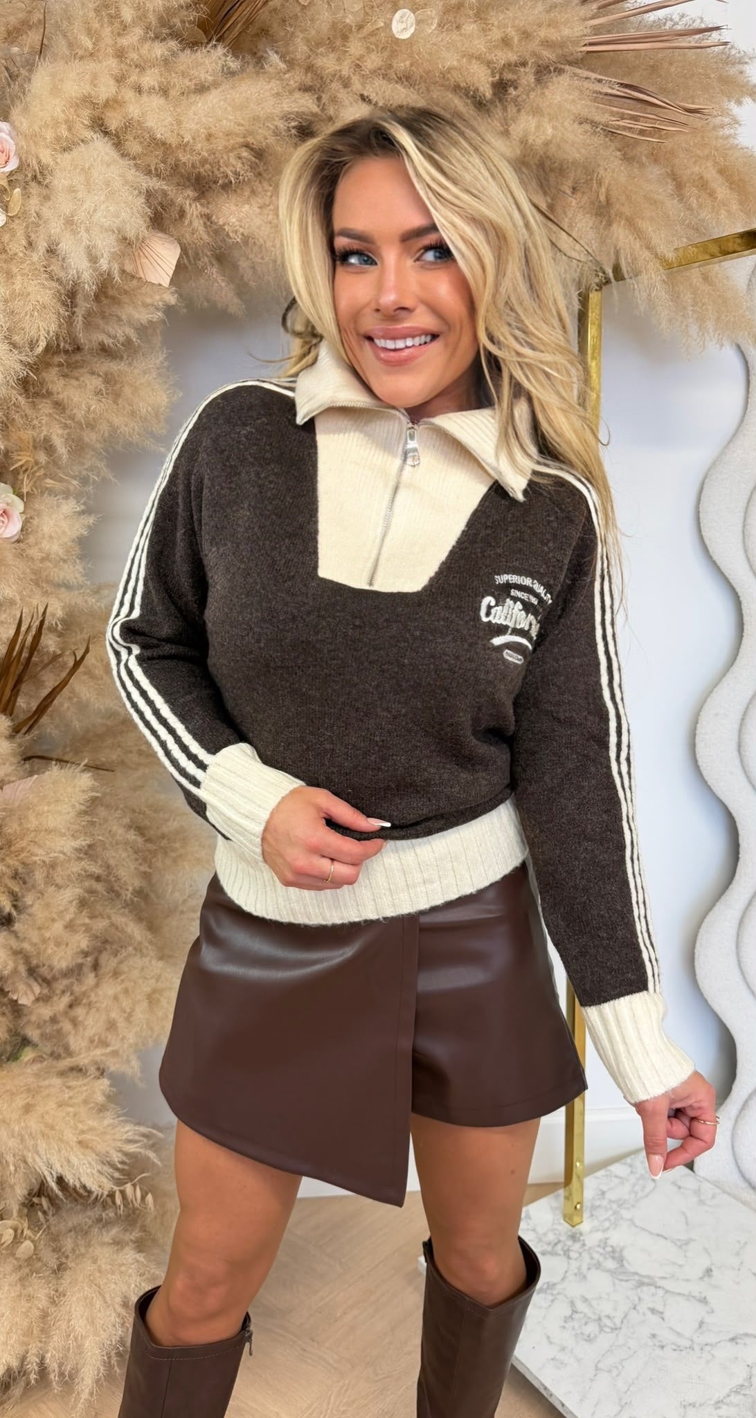 CALIFORNIA ZIP SWEAT 195 COFFEE