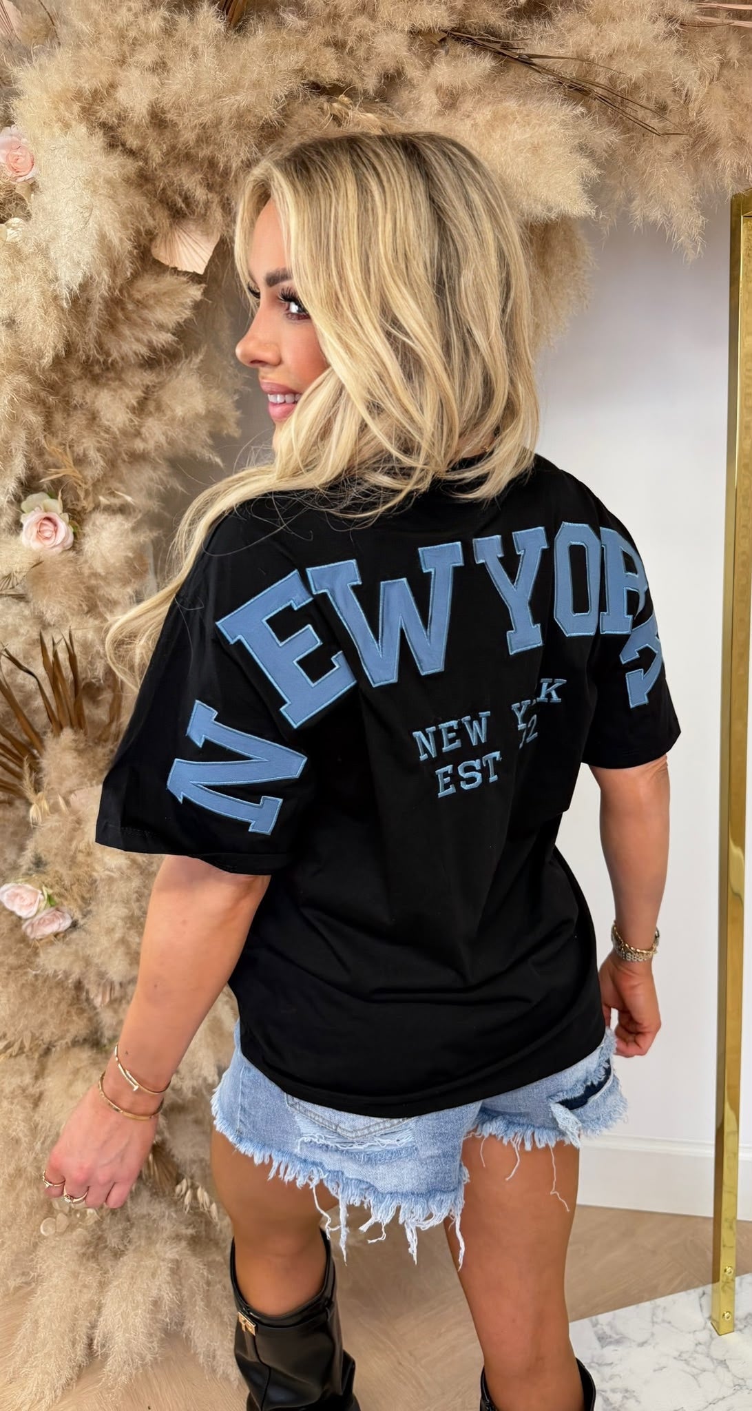 NEW YORK DENIM TEKST SHIRT 7227 BLACK