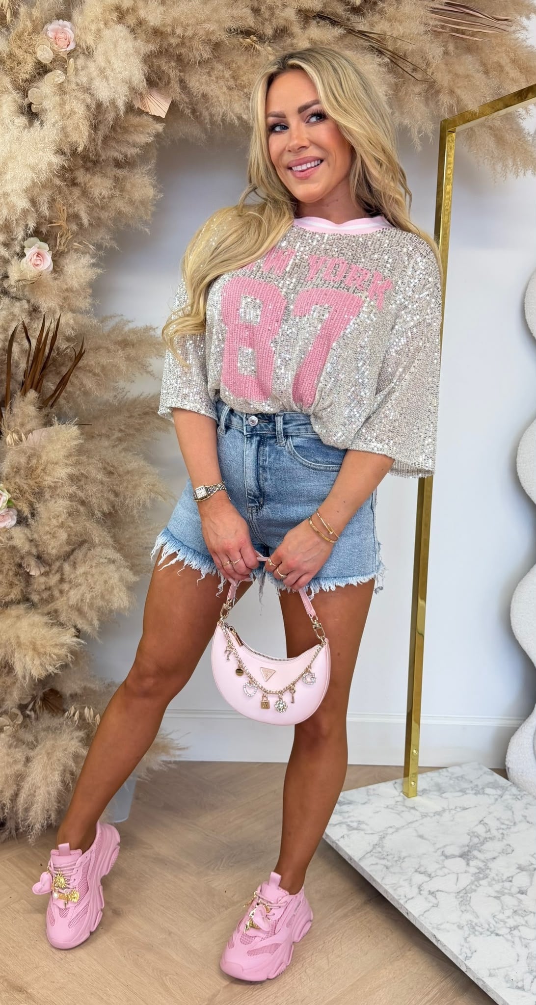 CLO NEW YORK CITY SEQUIN TEE LIGHTPINK