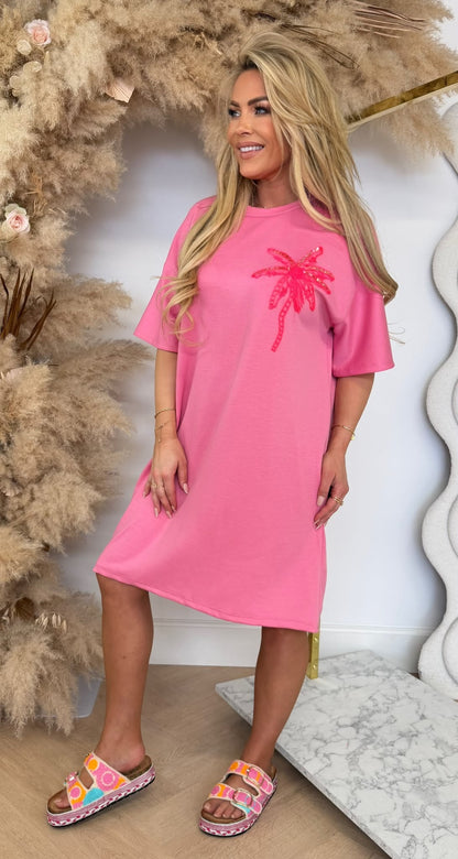 PALM TEE DRESS PINK