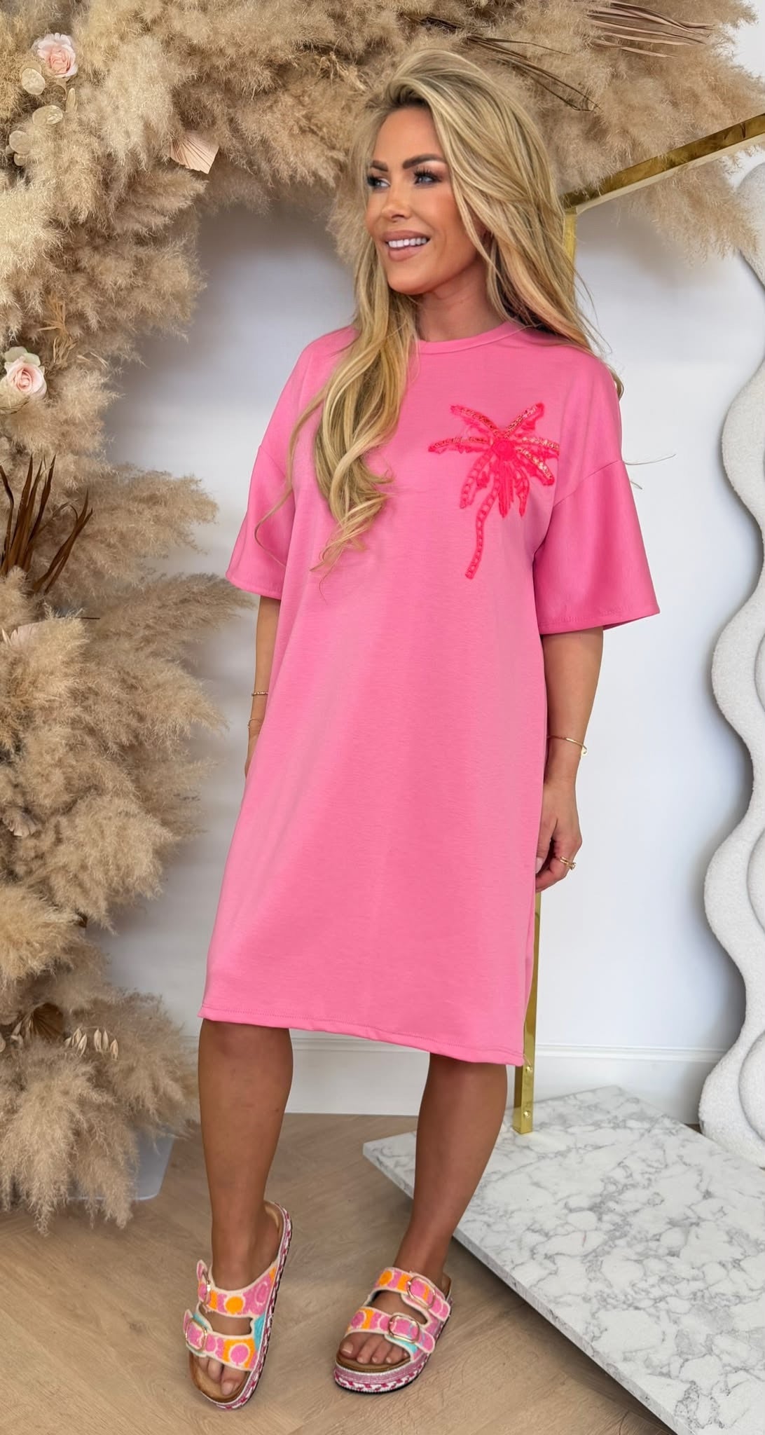PALM TEE DRESS PINK