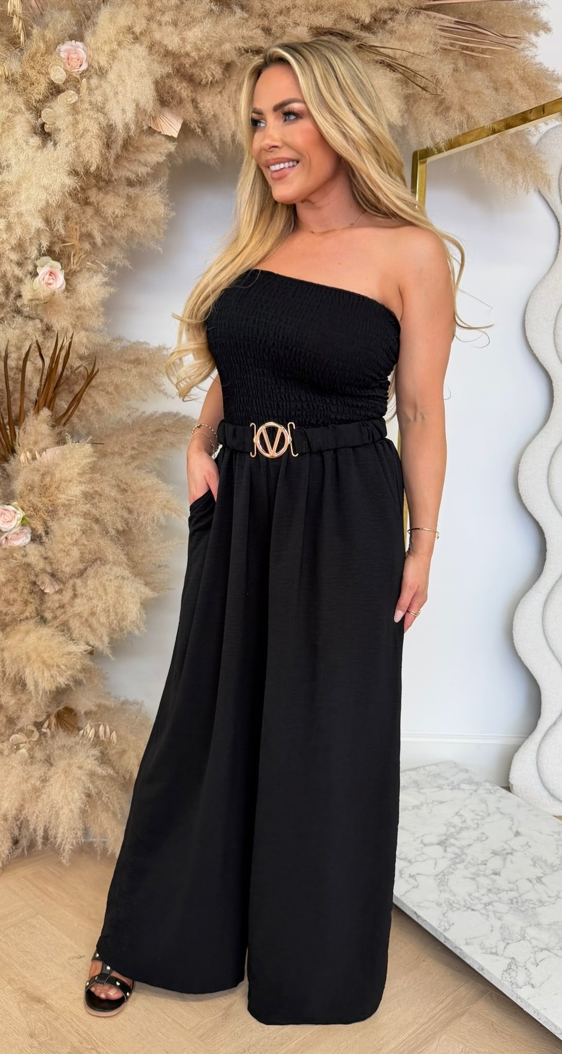 SANDY BELT STRAPLESS JUMPSUIT BLACK
