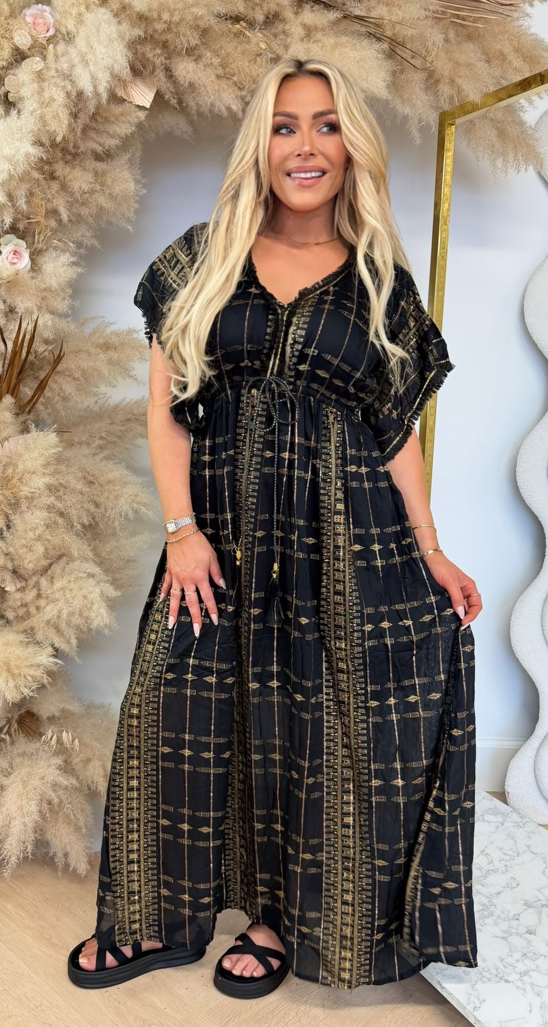 LEANE IBIZA BOHI MAXI DRESS 914 BLACK