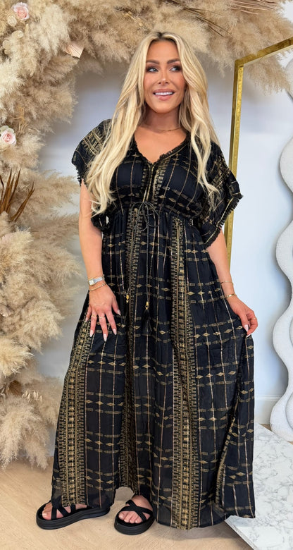 LEANE IBIZA BOHI MAXI DRESS 914 BLACK