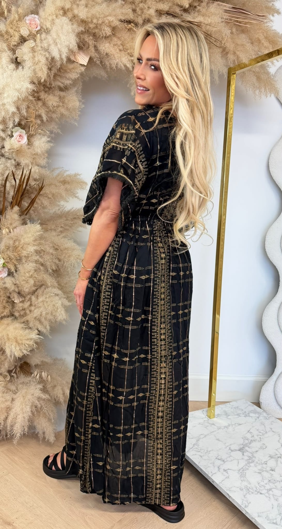 LEANE IBIZA BOHI MAXI DRESS 914 BLACK