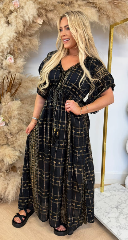 LEANE IBIZA BOHI MAXI DRESS 914 BLACK