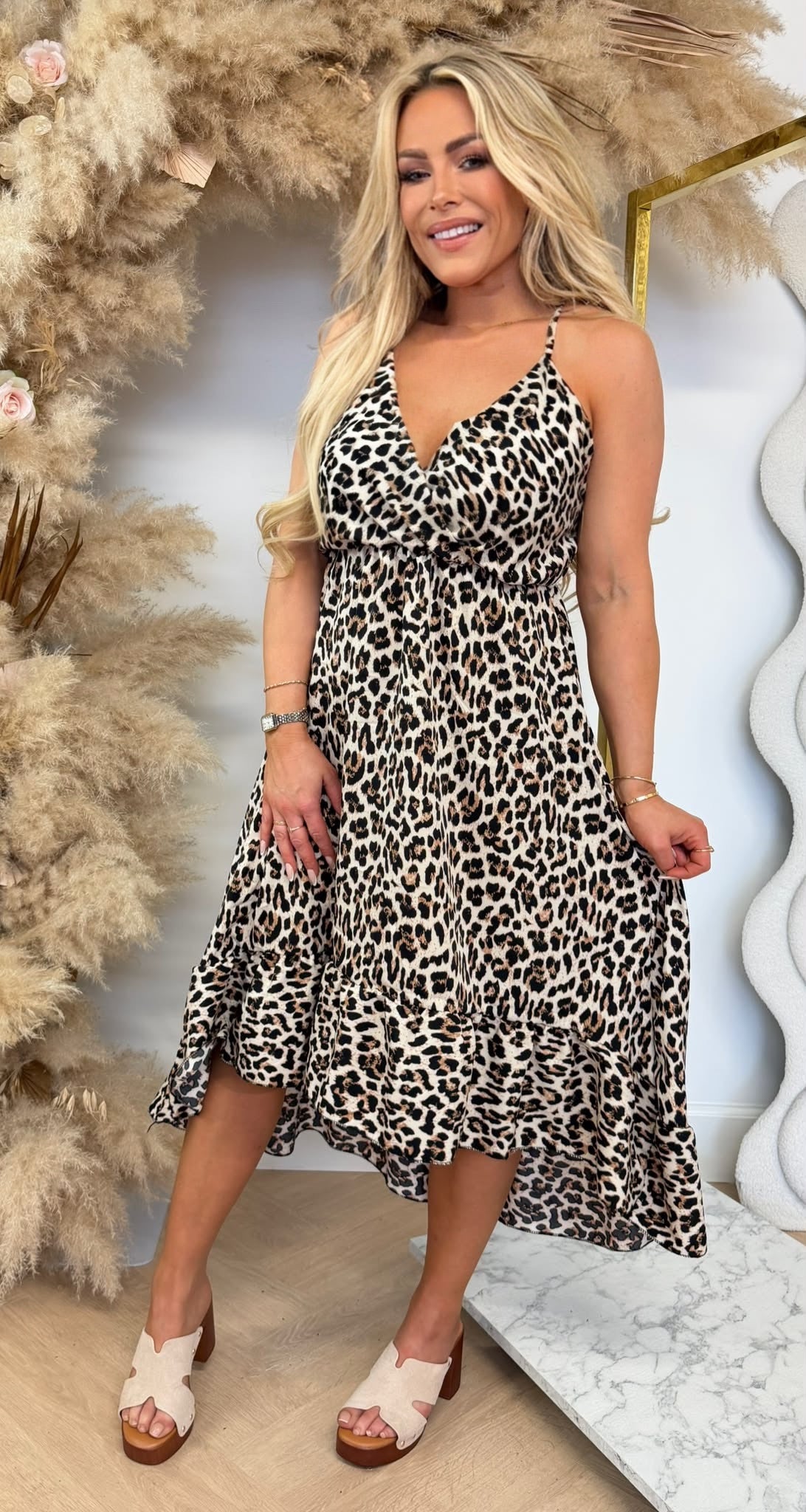 SO SUMMERY PRINT DRESS BEIGE/LEOPARD