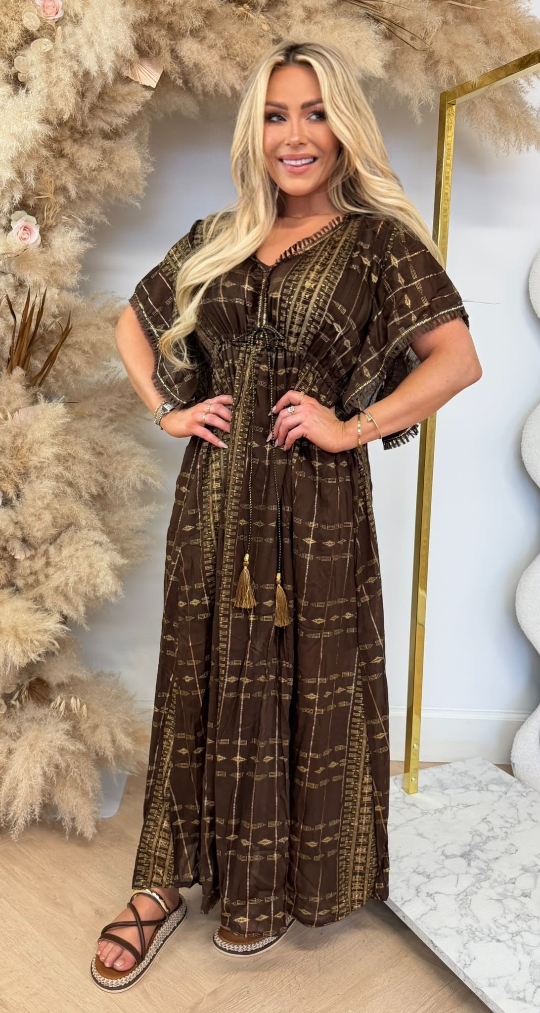 LEANE IBIZA BOHI MAXI DRESS 914 CHOCO