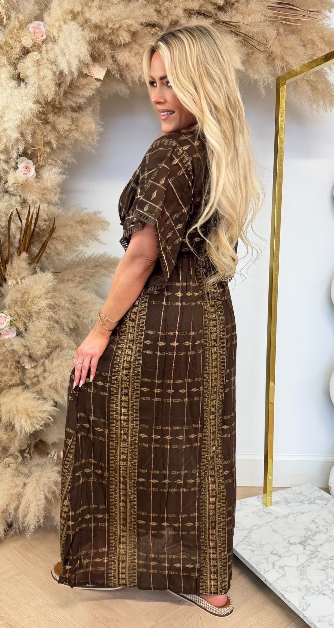 LEANE IBIZA BOHI MAXI DRESS 914 CHOCO