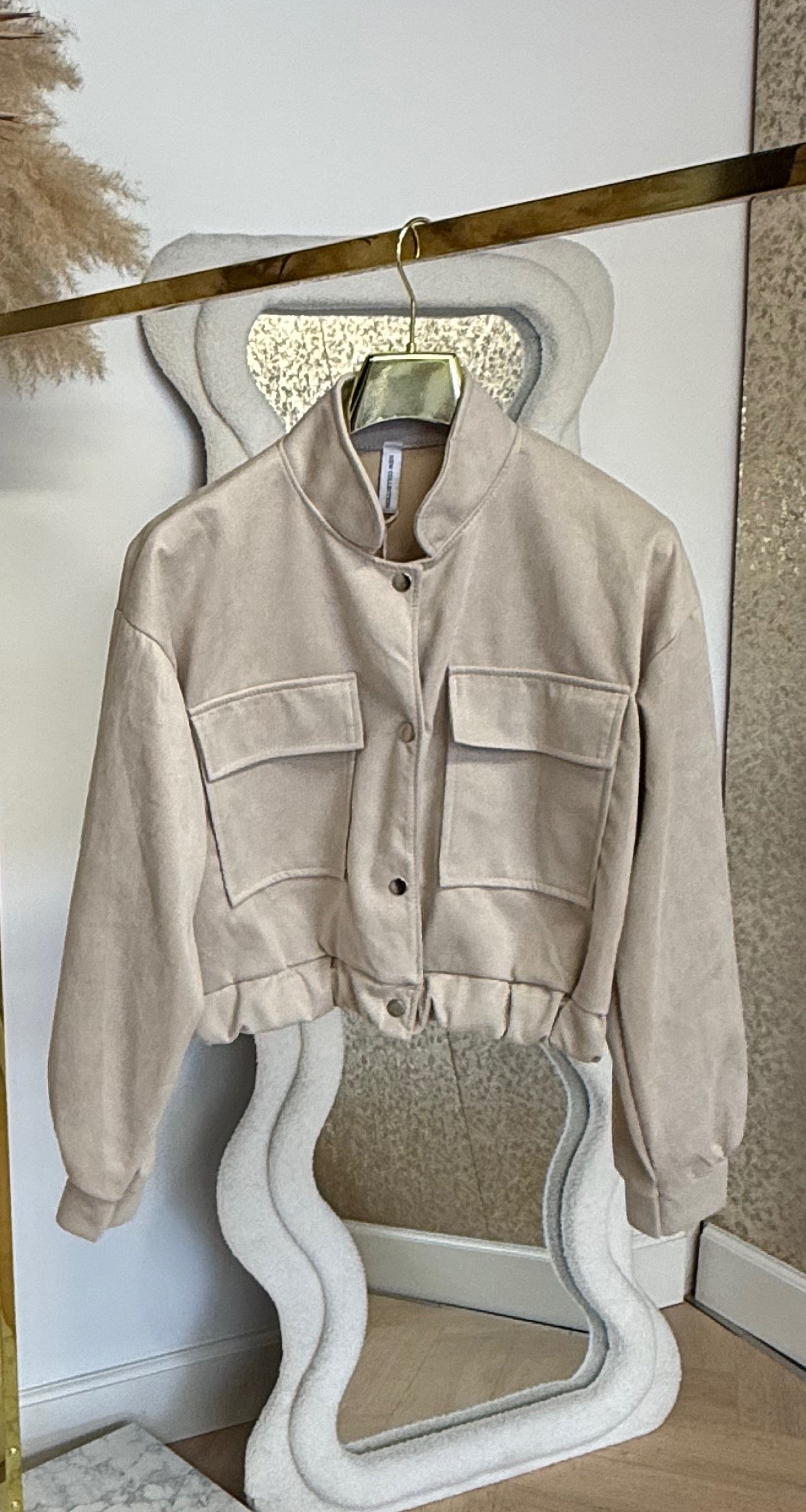 NOE SUEDE LOOK BOMBER JACKET BEIGE