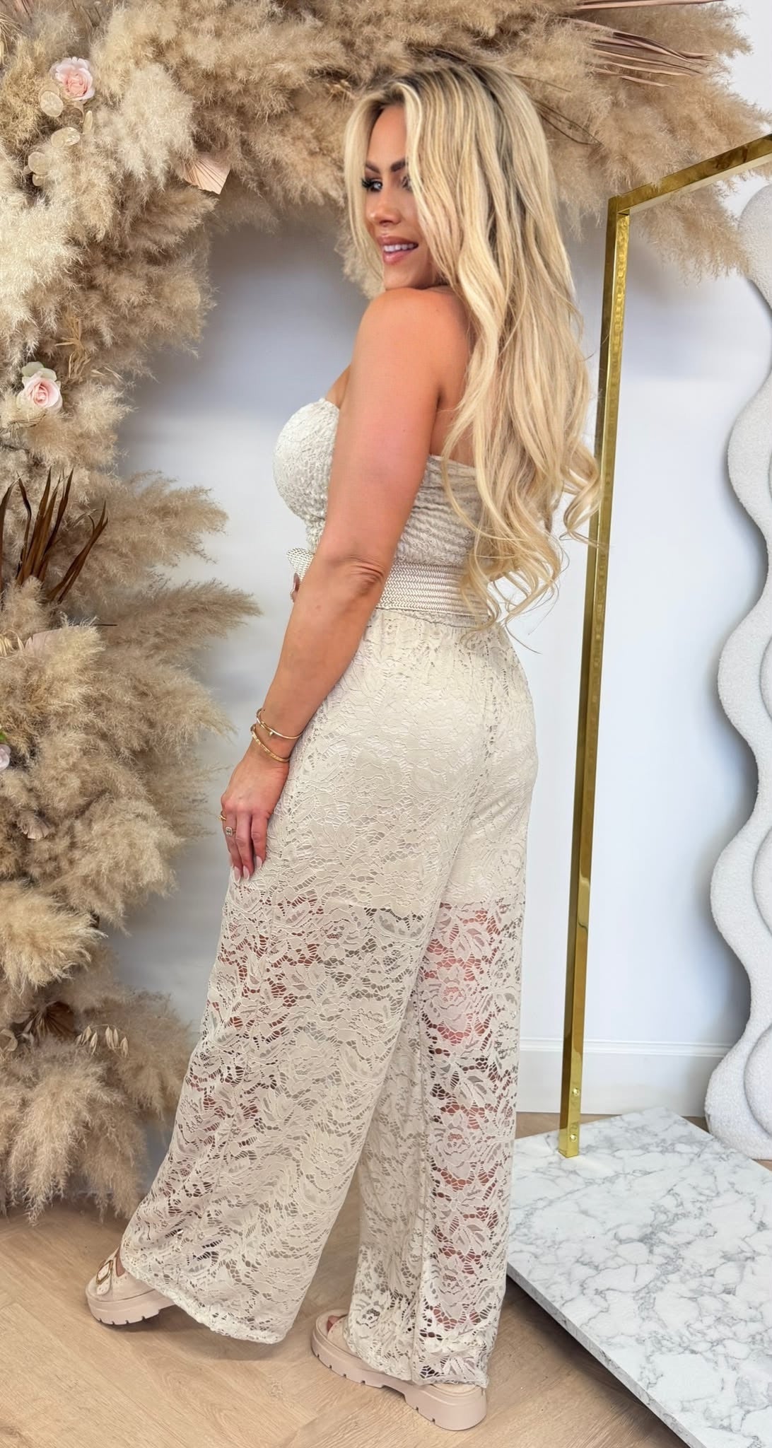 LACE FESTIVAL JUMPSUIT BEIGE