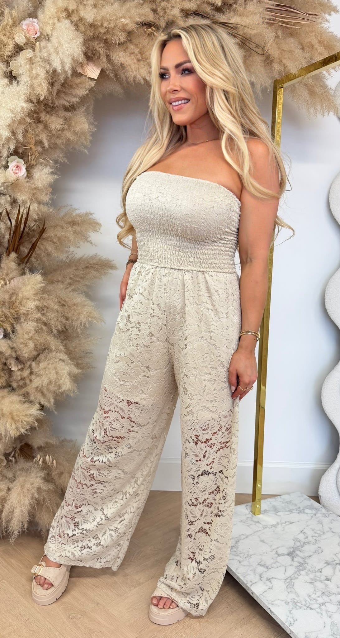 LACE FESTIVAL JUMPSUIT BEIGE