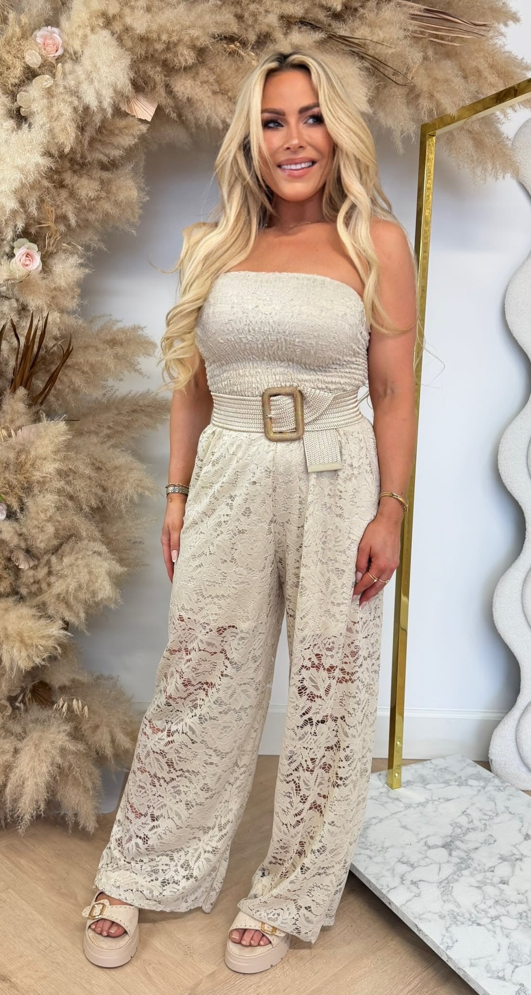 LACE FESTIVAL JUMPSUIT BEIGE