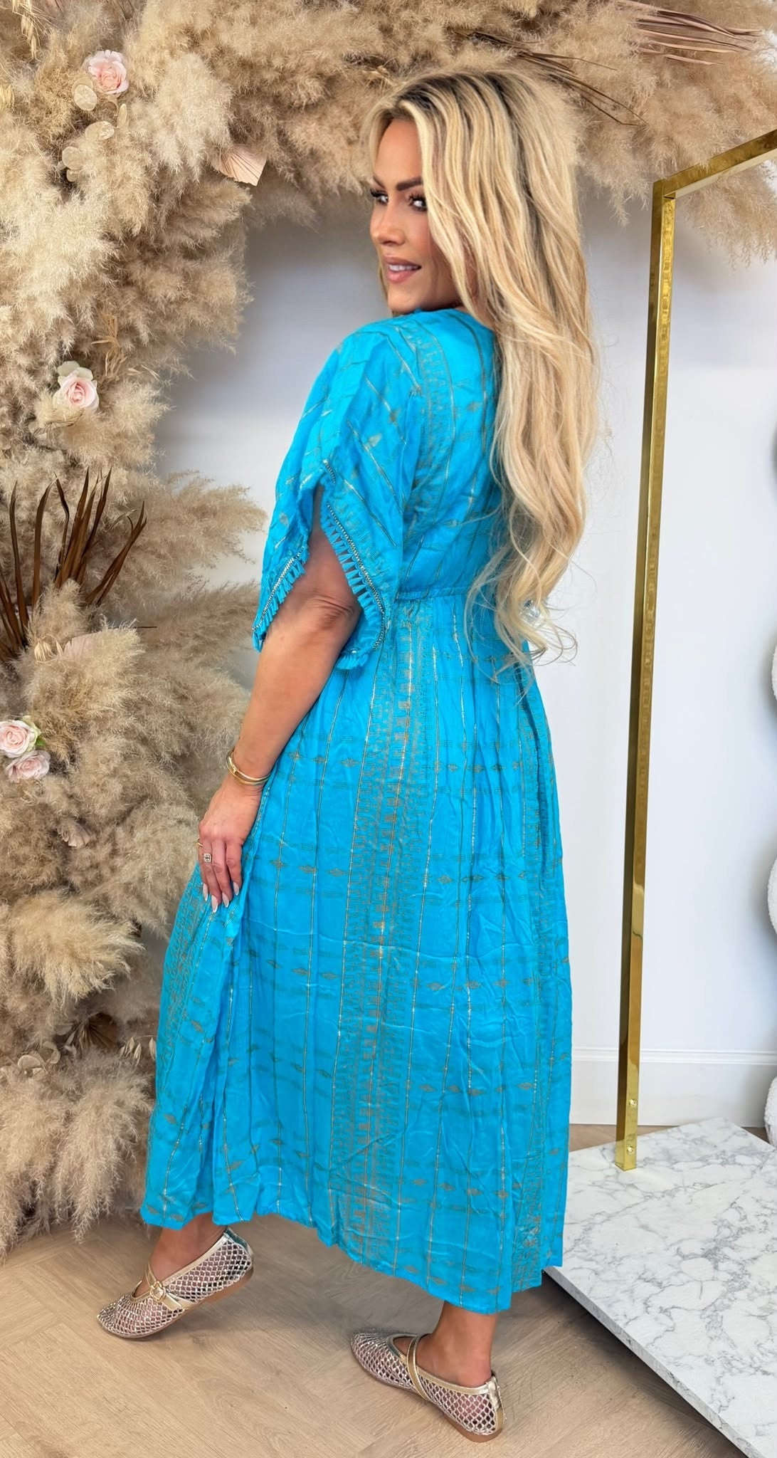 LEANE IBIZA BOHI MAXI DRESS 914 BLUE
