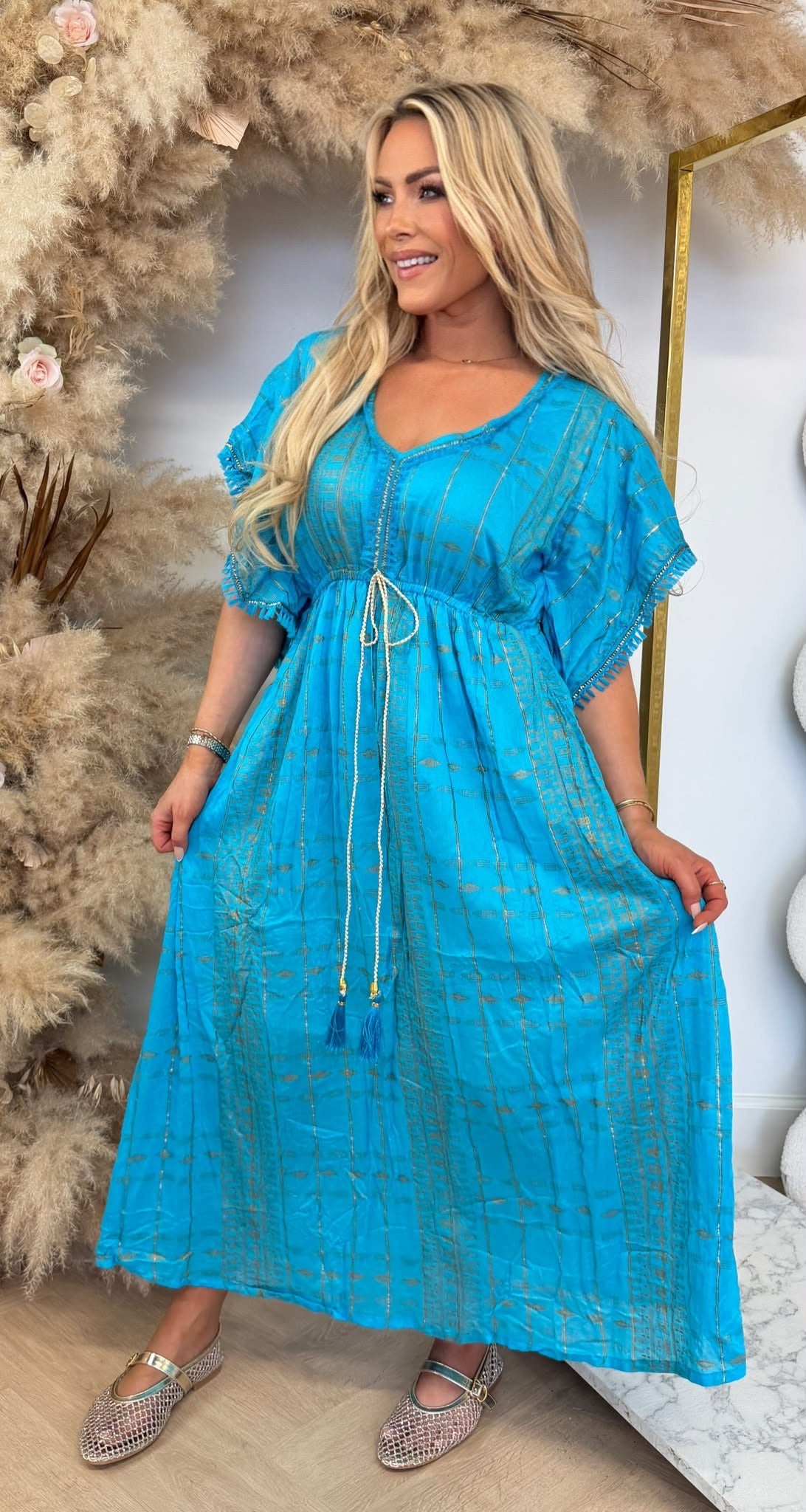 LEANE IBIZA BOHI MAXI DRESS 914 BLUE