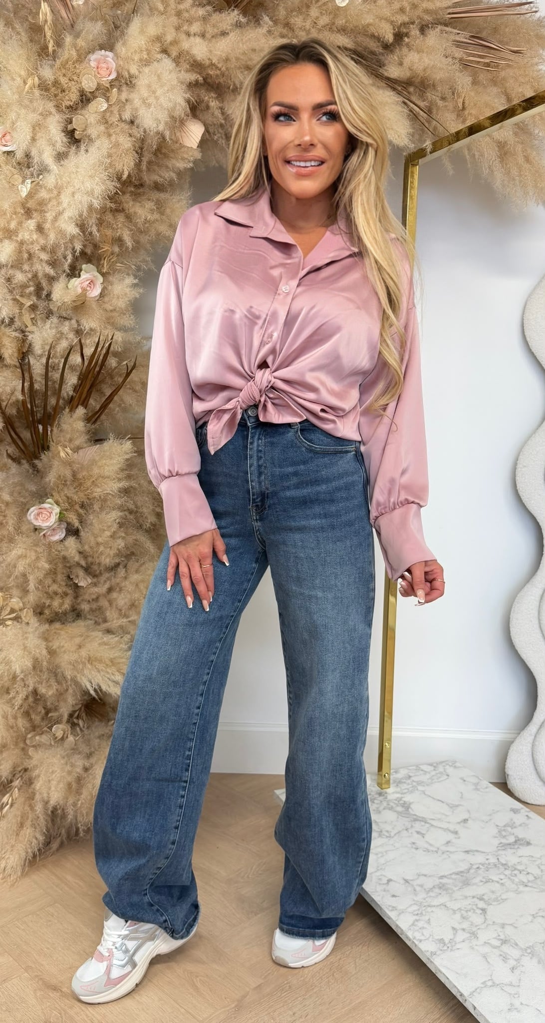 SATIN KNOOP BLOUSE PINK