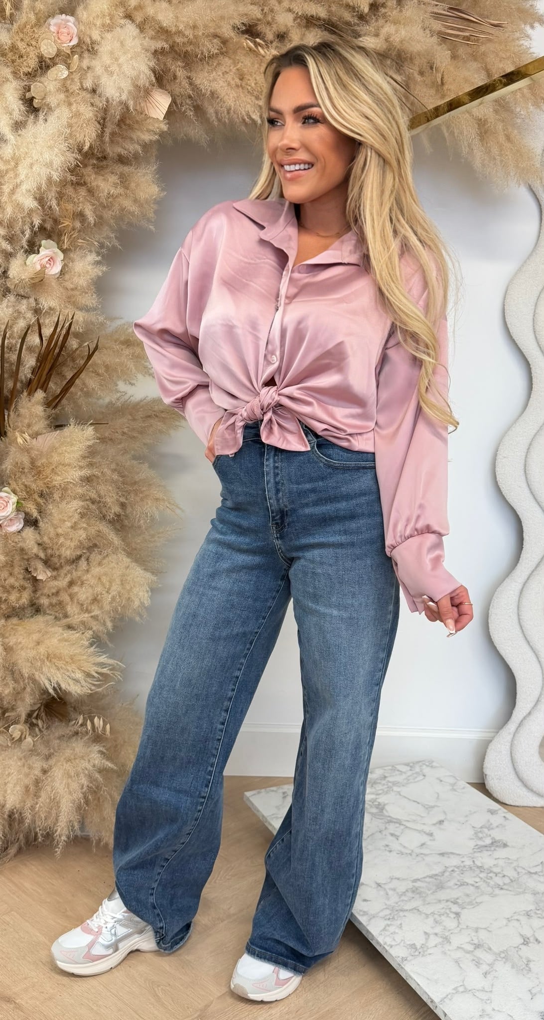 SATIN KNOOP BLOUSE PINK