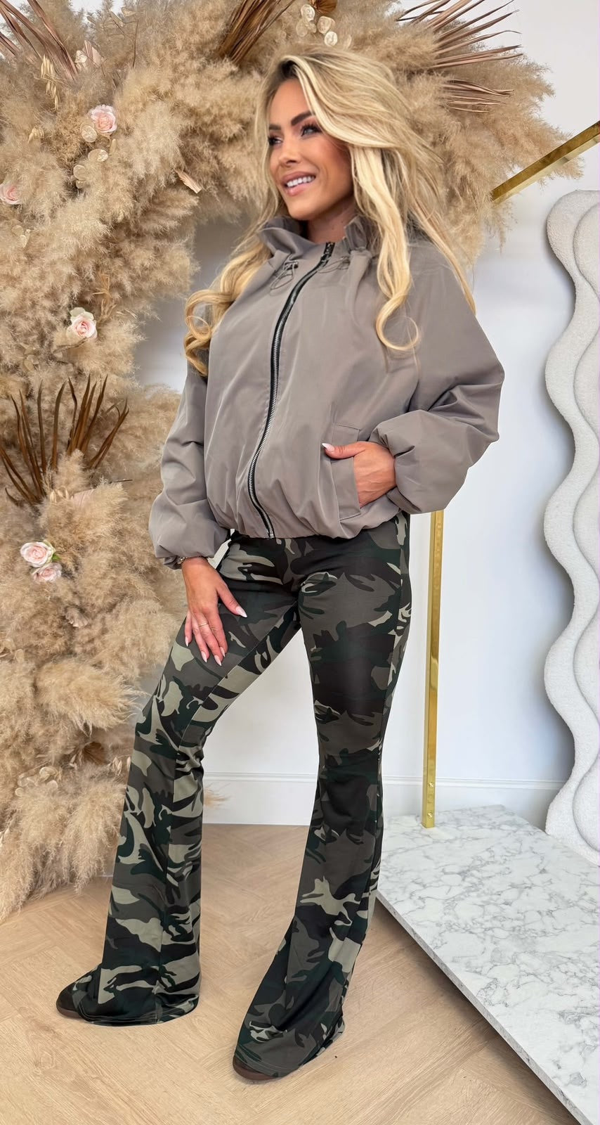 FASHION ZIP TOUWTJE BOMBER TAUPE