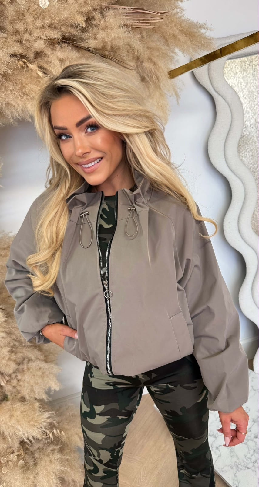 FASHION ZIP TOUWTJE BOMBER TAUPE