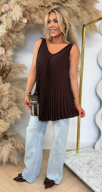 PERFECT PLISSE TOP CHOCO