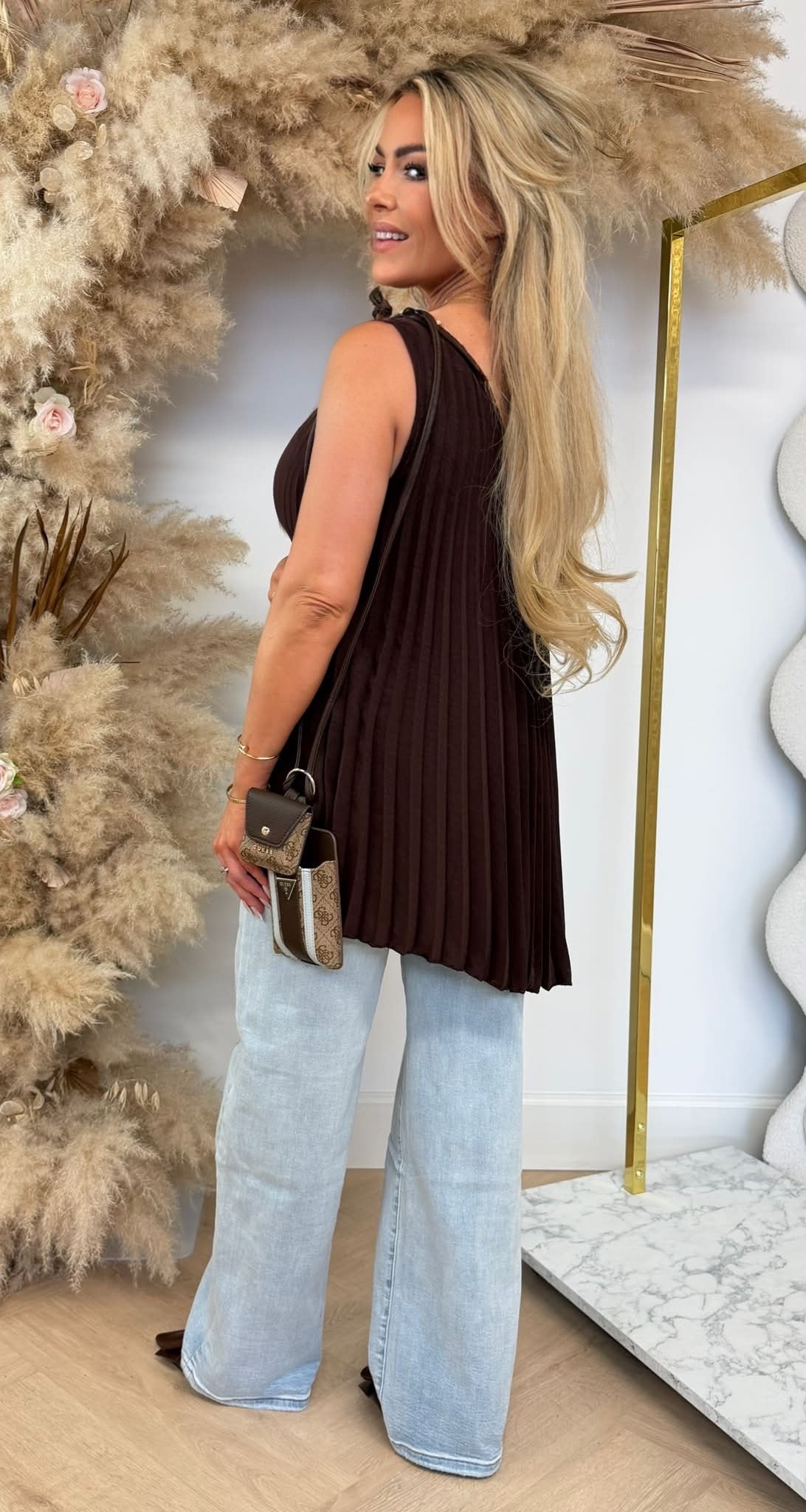 PERFECT PLISSE TOP CHOCO