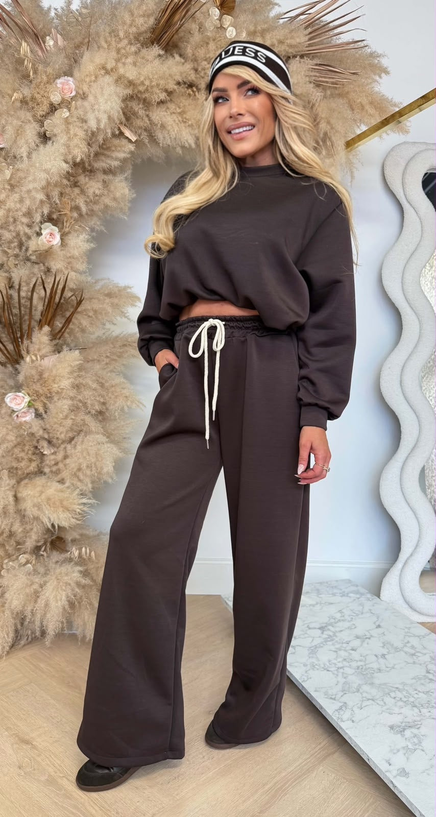MELLY CROPPED PUFFY SET CHOCO