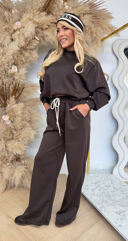 MELLY CROPPED PUFFY SET CHOCO