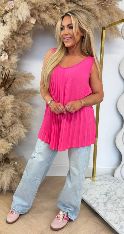 PERFECT PLISSE TOP FUCSHIA