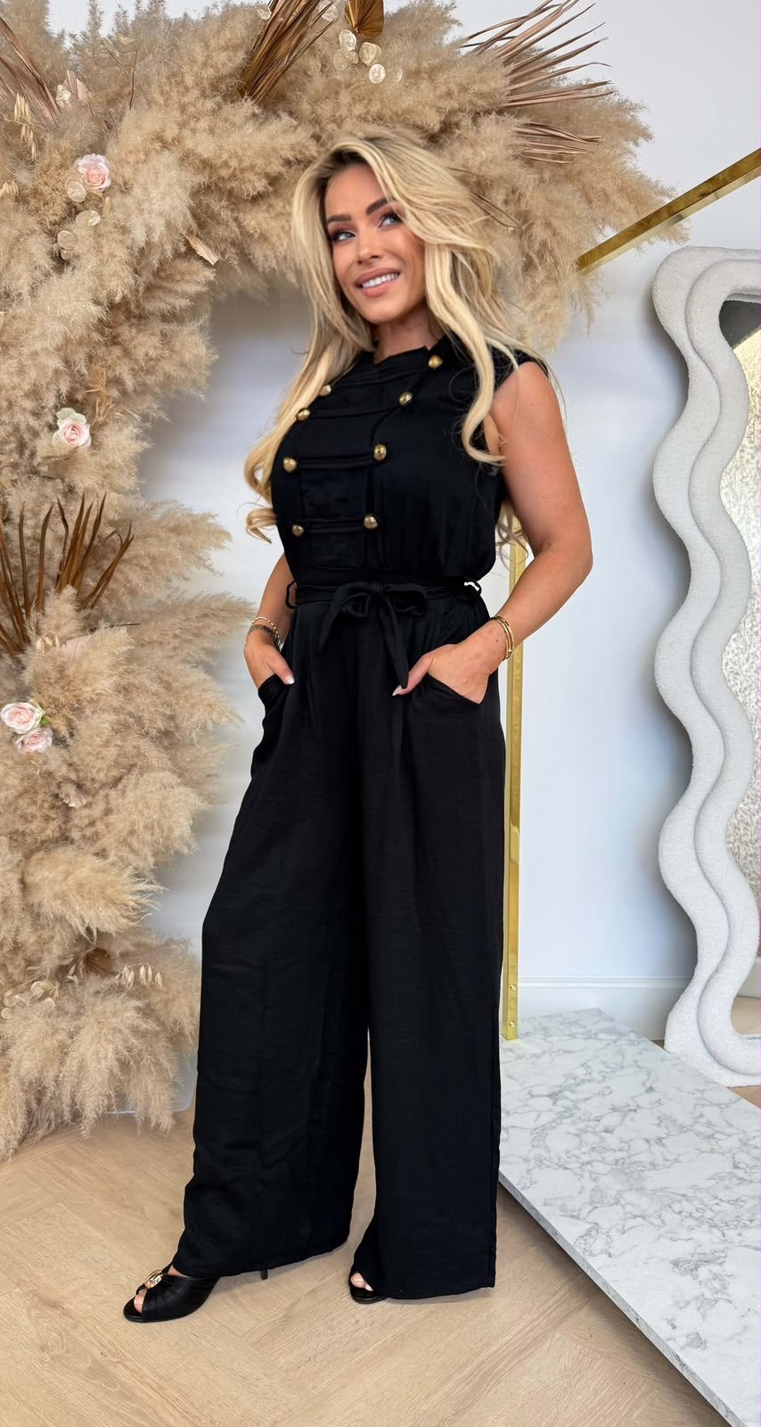 CHIQUE BUTTON JUMPSUIT BLACK