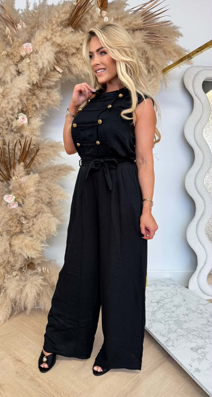 CHIQUE BUTTON JUMPSUIT BLACK