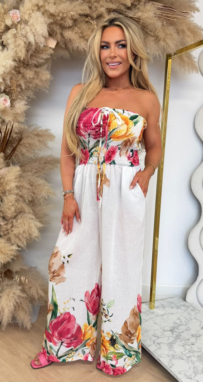 FLORAL JUMPSUIT OFFWHITE