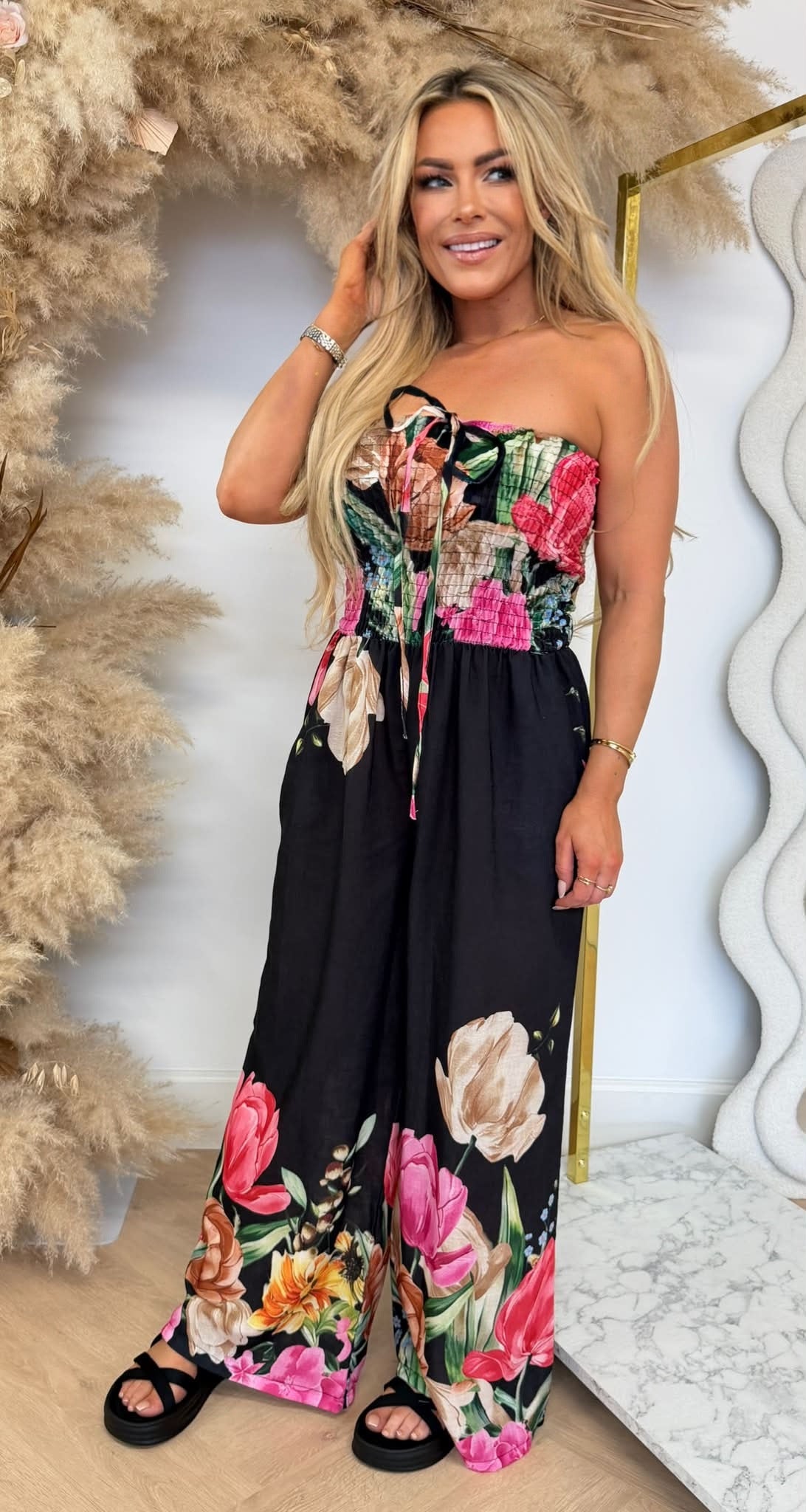 FLORAL JUMPSUIT BLACK