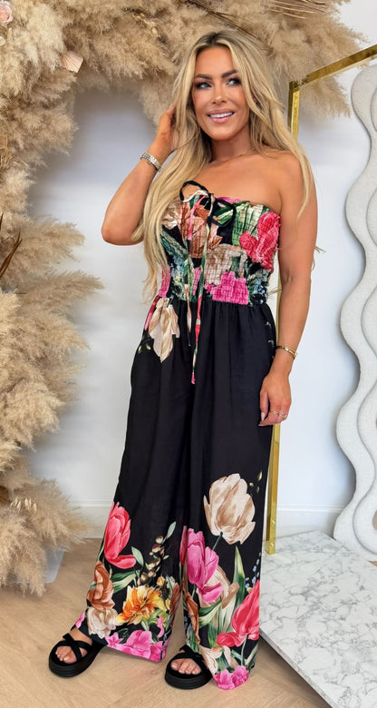 FLORAL JUMPSUIT BLACK