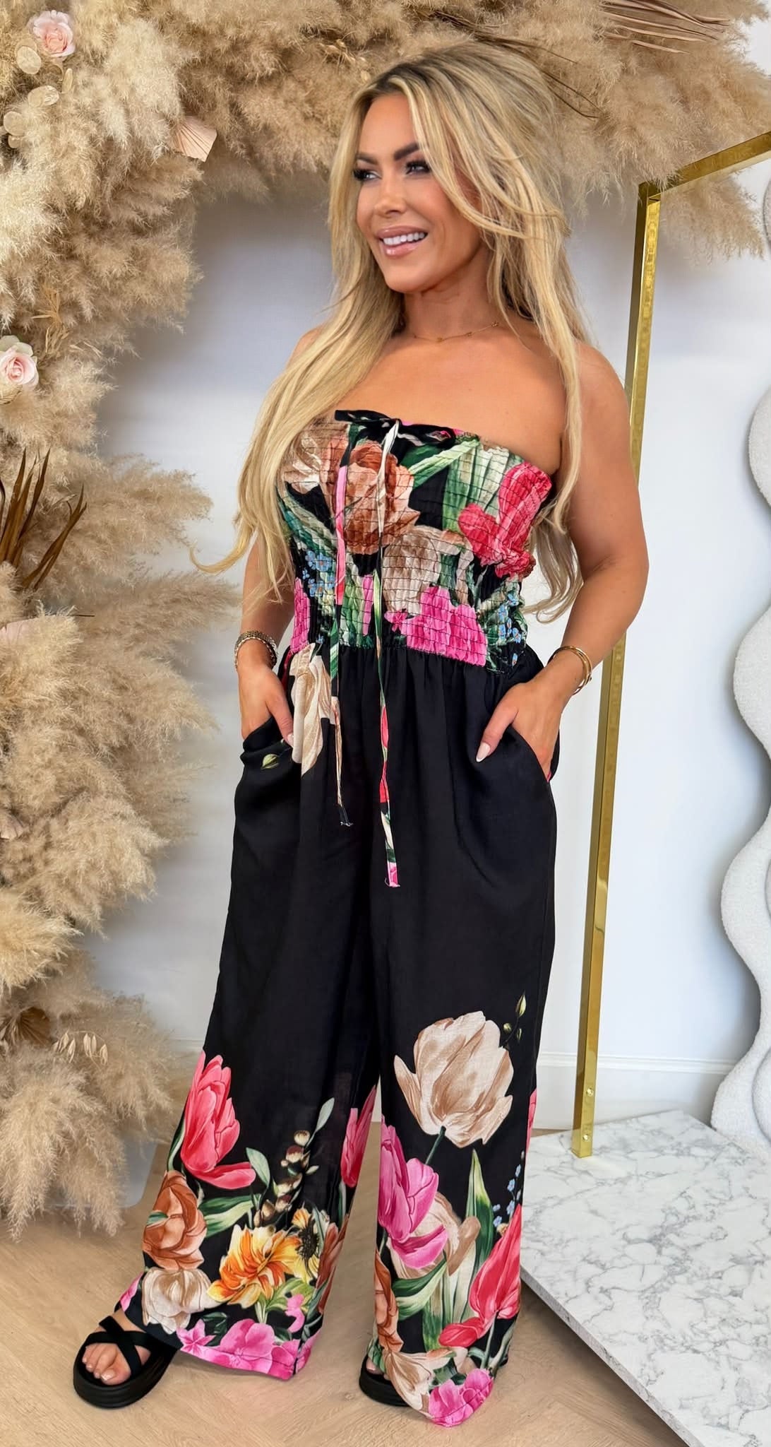 FLORAL JUMPSUIT BLACK
