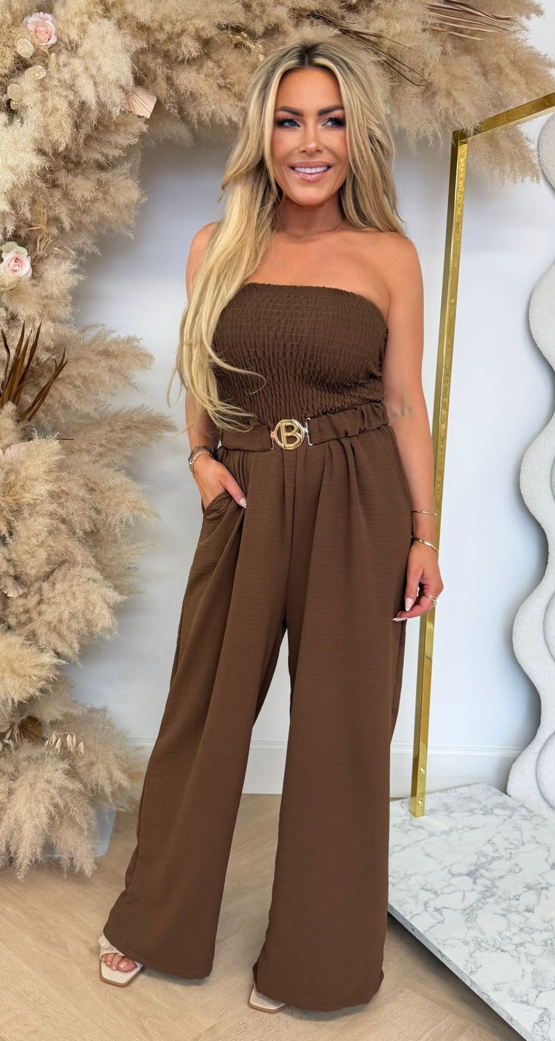 SANDY BELT STRAPLESS JUMPSUIT CHOCO