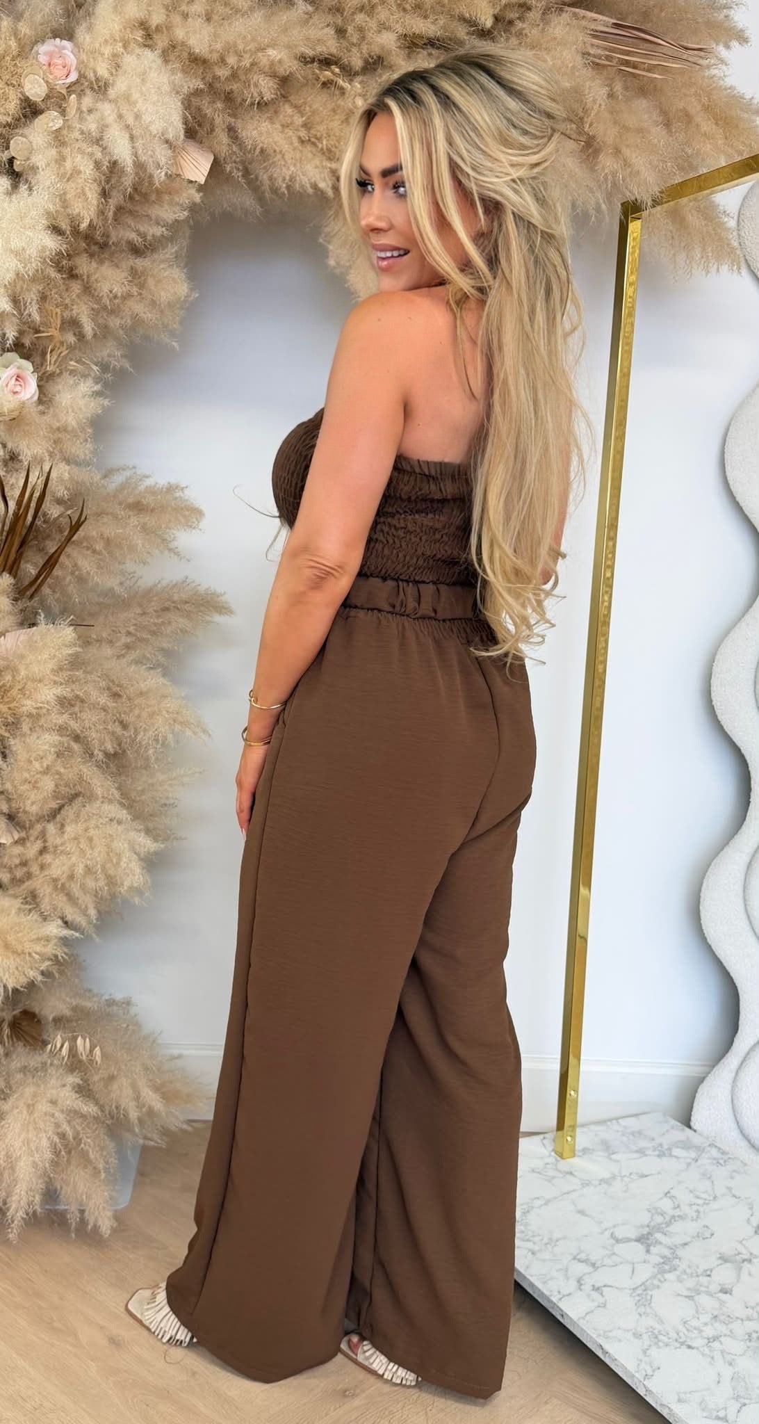SANDY BELT STRAPLESS JUMPSUIT CHOCO