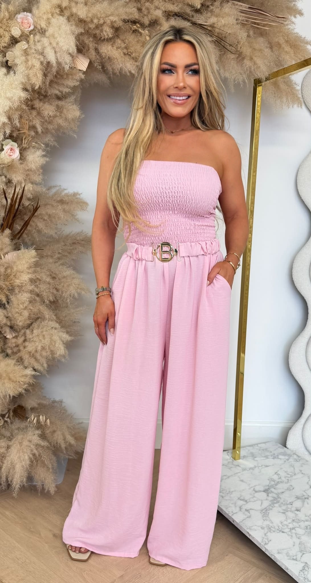 SANDY BELT STRAPLESS JUMPSUIT PINK