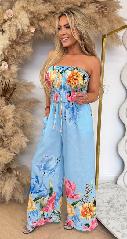FLORAL JUMPSUIT BLUE