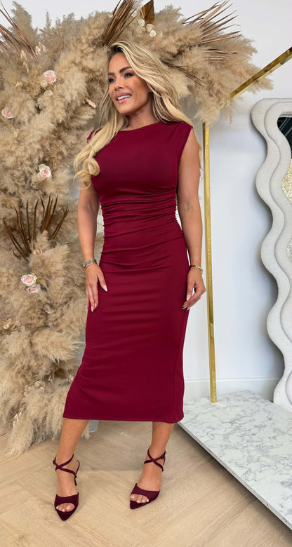 RIBBED MAXI DRESS WINE