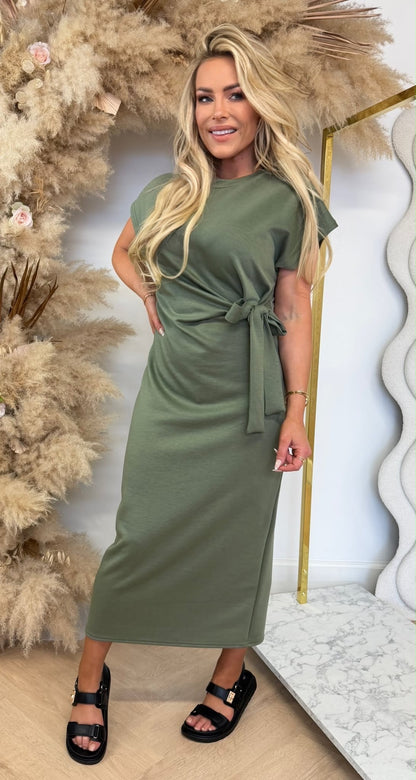 STRIKKY LONG DRESS AMRYGREEN