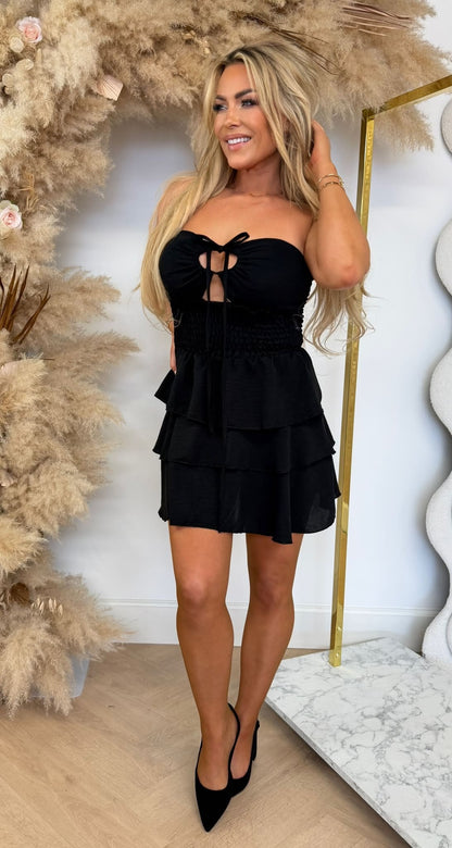 MARIEKE RUFFLE MINI DRESS BLACK