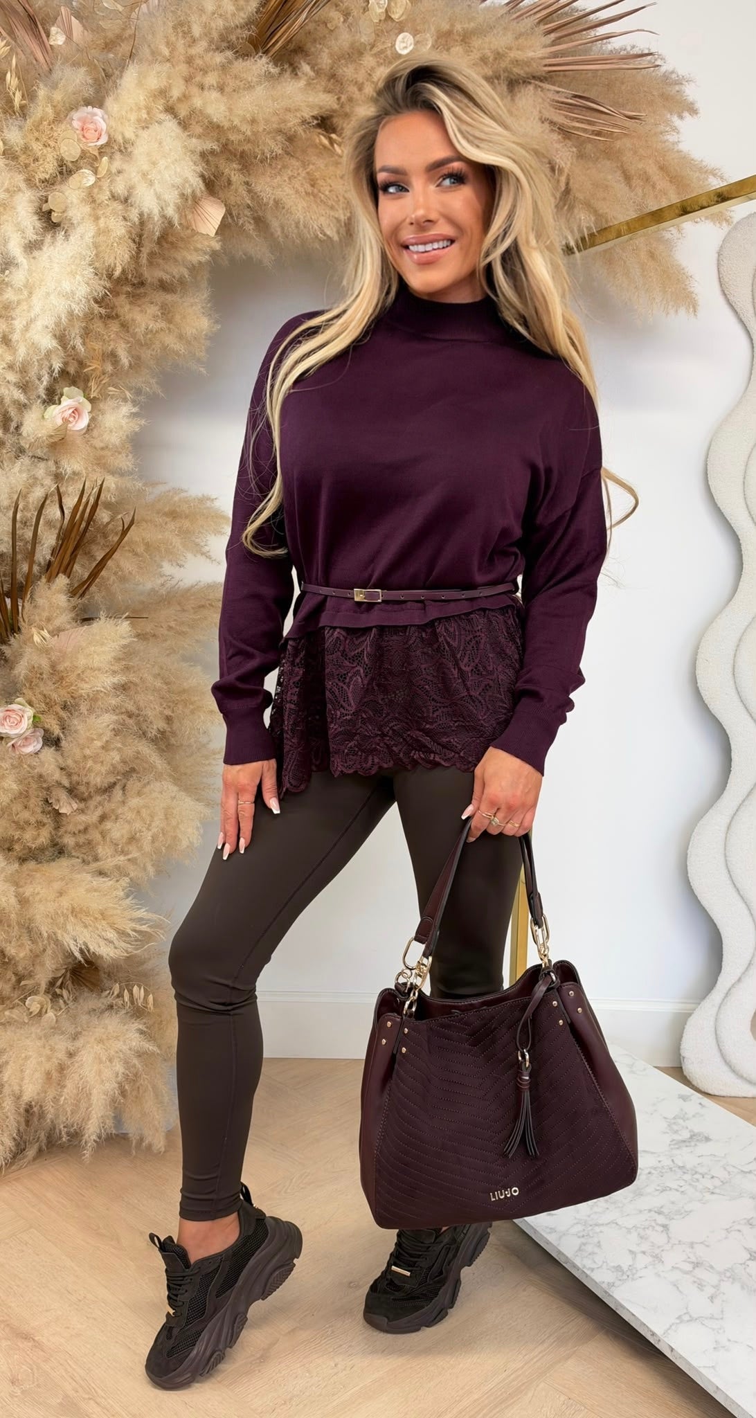 LACY BELT TOP 16199 PURPLE