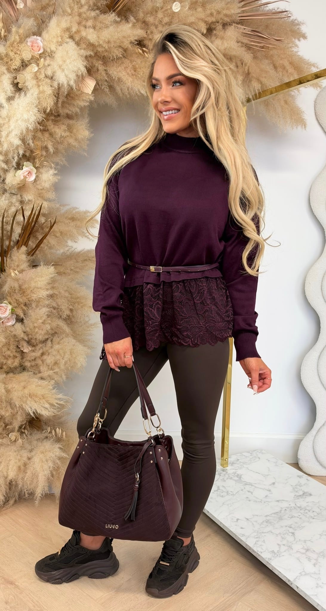 LACY BELT TOP 16199 PURPLE