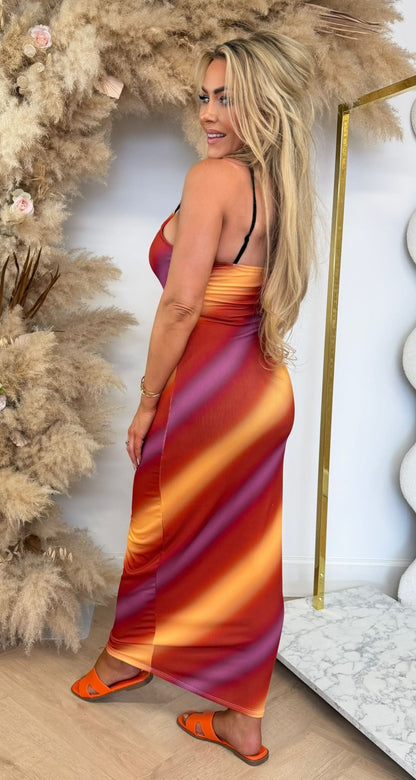 ELISE COLOURY SPAGHETTI DRESS ORANGE